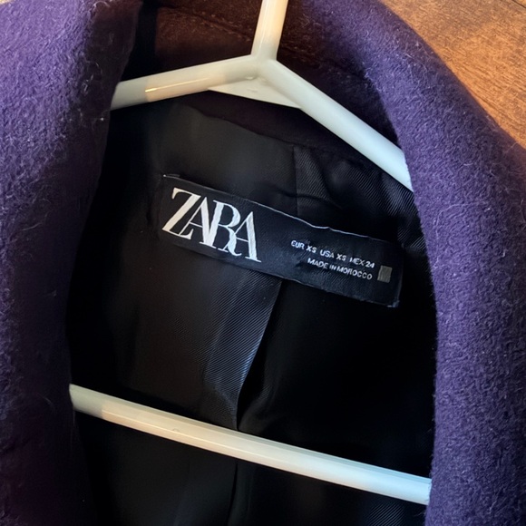 Zara Women's Dark Purple Pea Coat - Picture 2 of 2